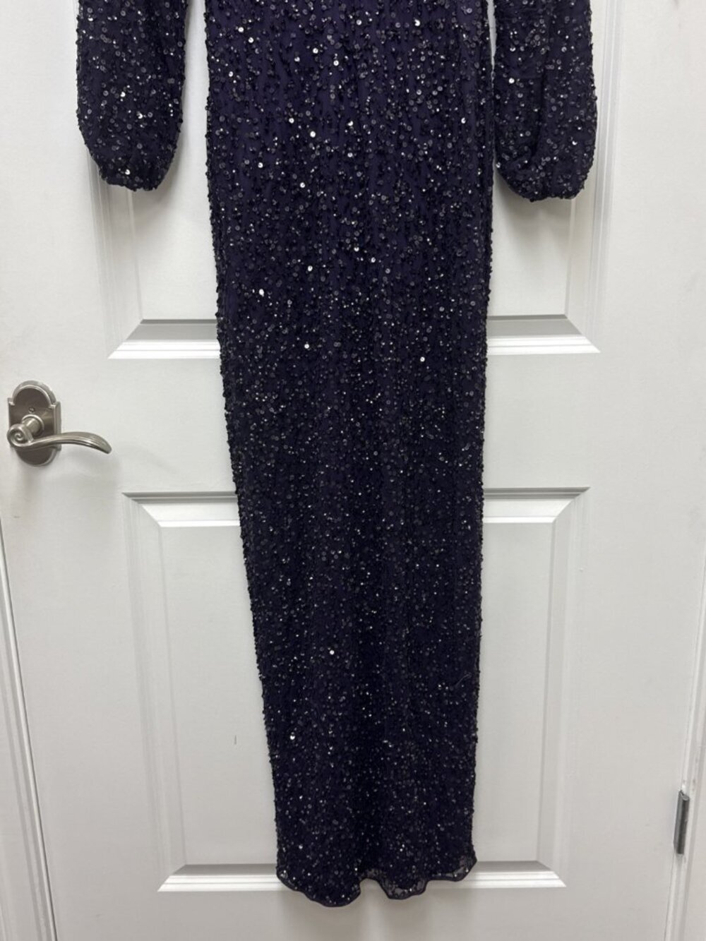 Mac Duggal Size 4 Purple 10791 Sequined Long Sleeve Column Gown Dress Formal NWT - Picture 6 of 11